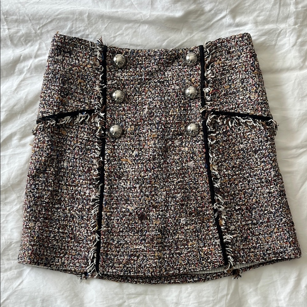Veronica Beard Multicolor Tweed Mini Skirt